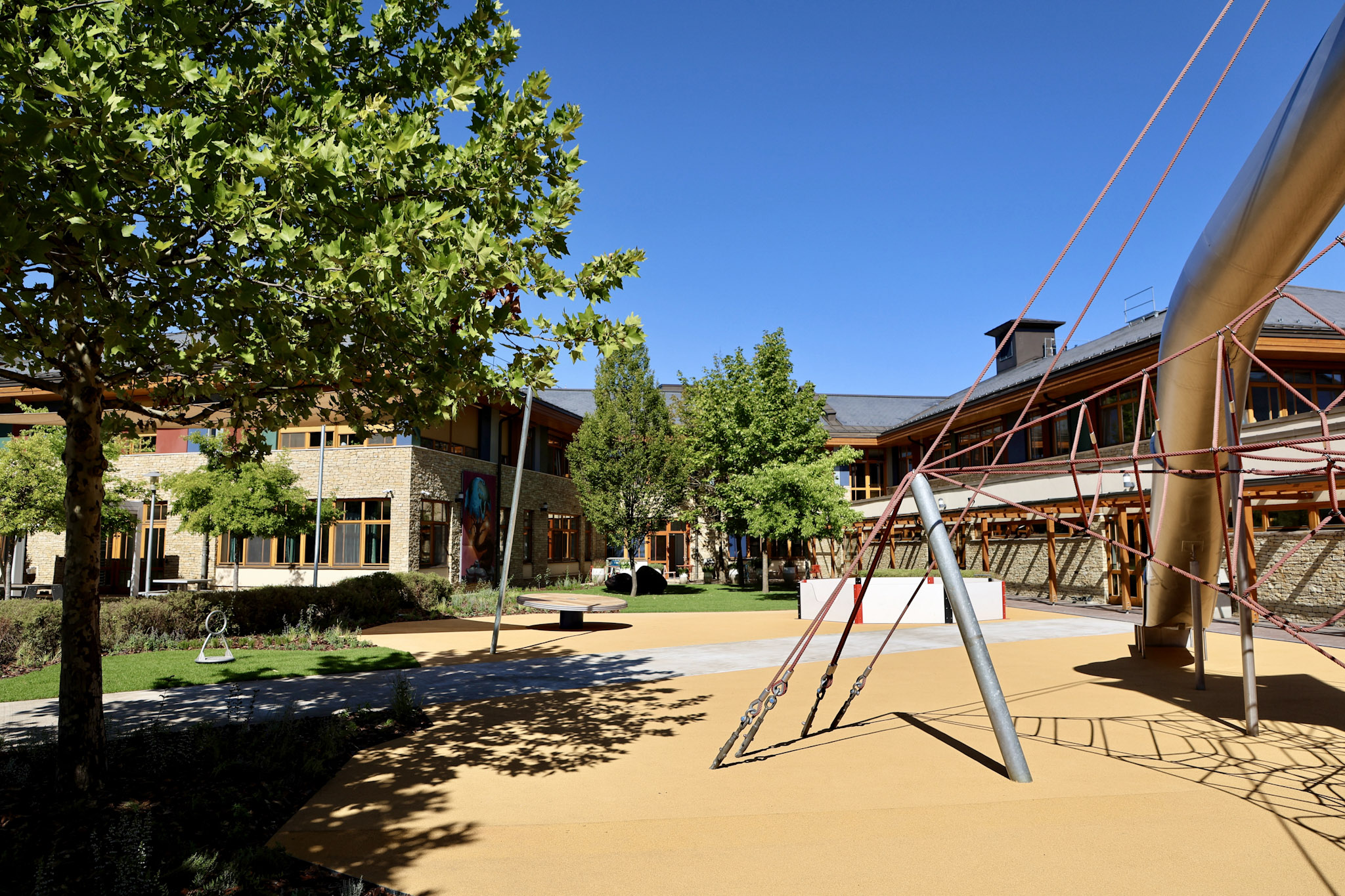 New playground with the school in the background