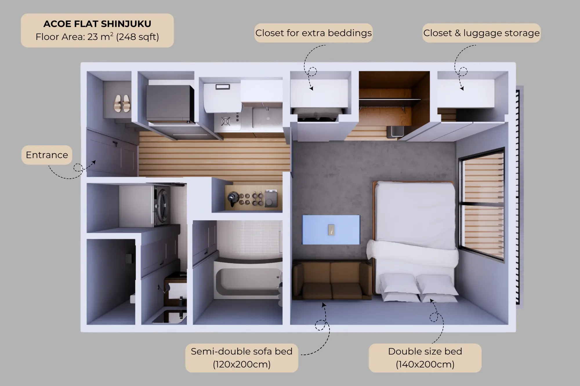 Flat Shinjuku studio floor plan